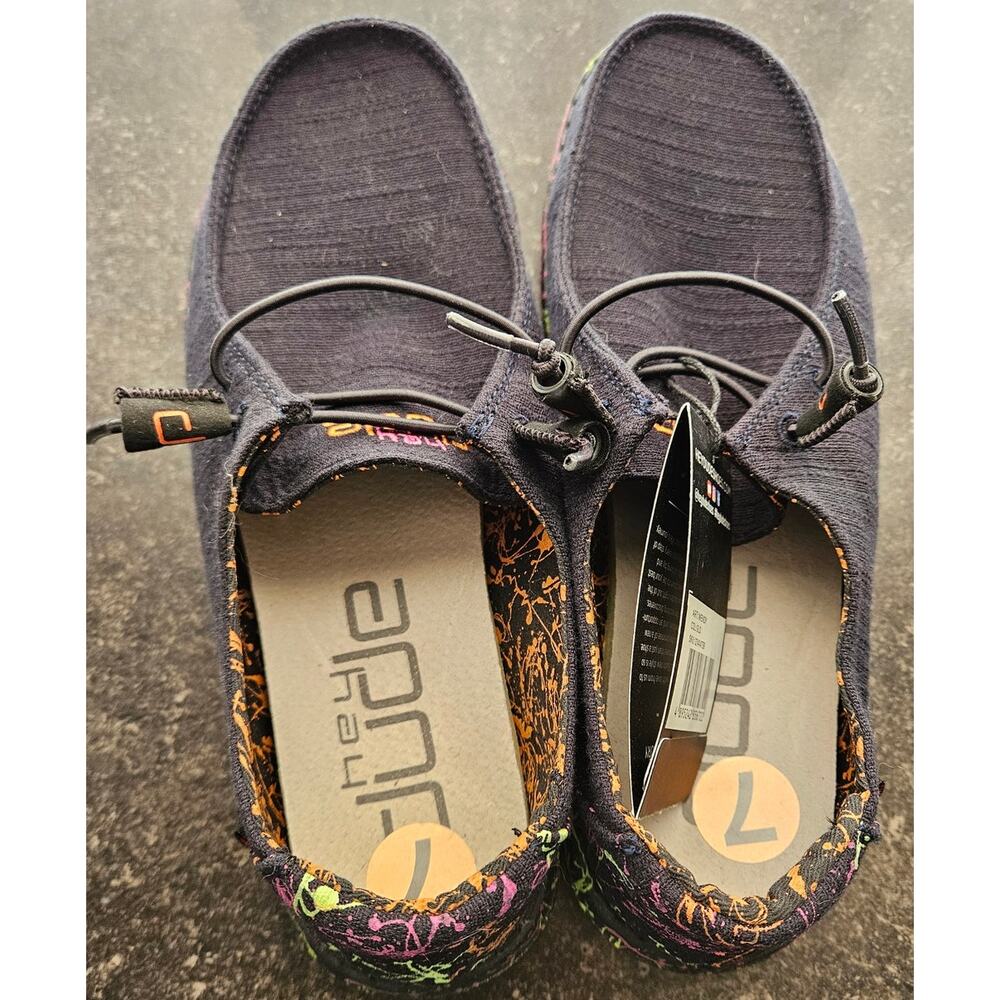 NWT Hey Dude Wendy Glo Black w/Splatter Women's Size 7 Mens Size 5